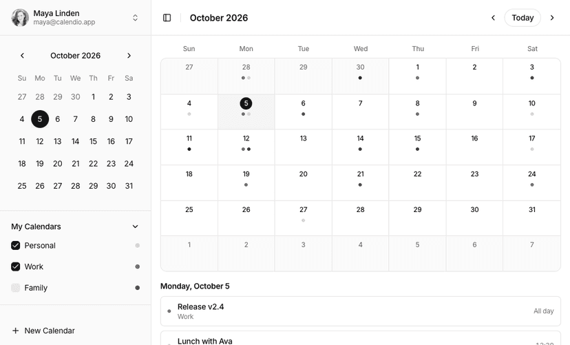shadcn event calendar blocks