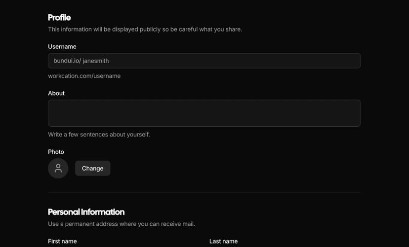 shadcn form layouts blocks dark