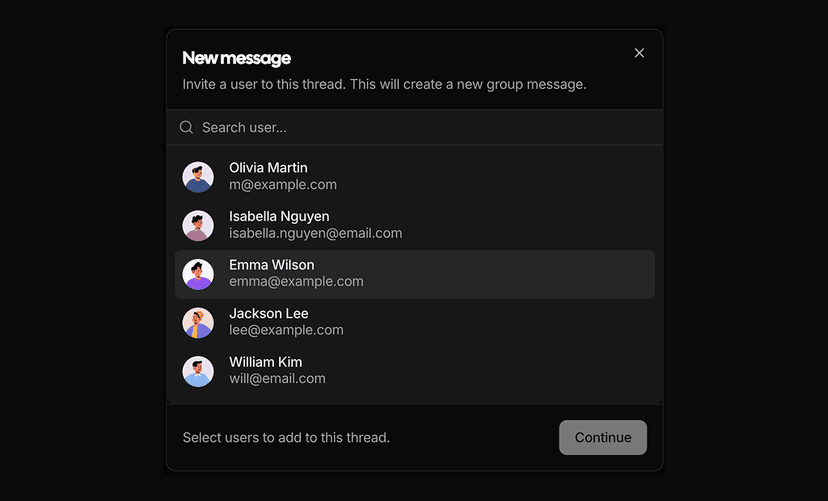 shadcn modal dialogs blocks dark