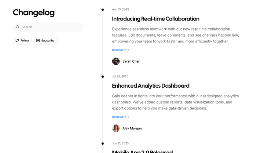 shadcn changelog blocks