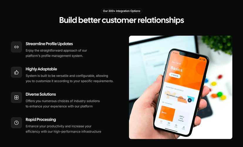 shadcn feature sections dark