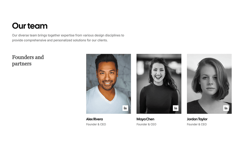 shadcn team sections