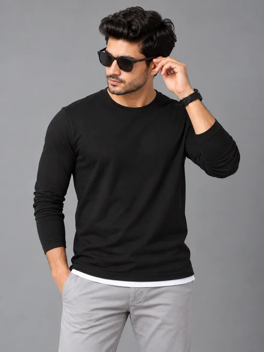 Man in a black long sleeve shirt