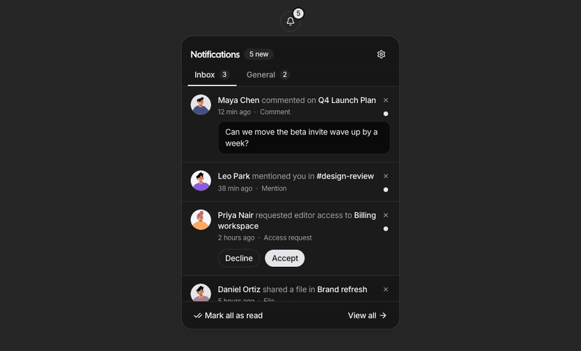 shadcn dashboard dropdown blocks dark