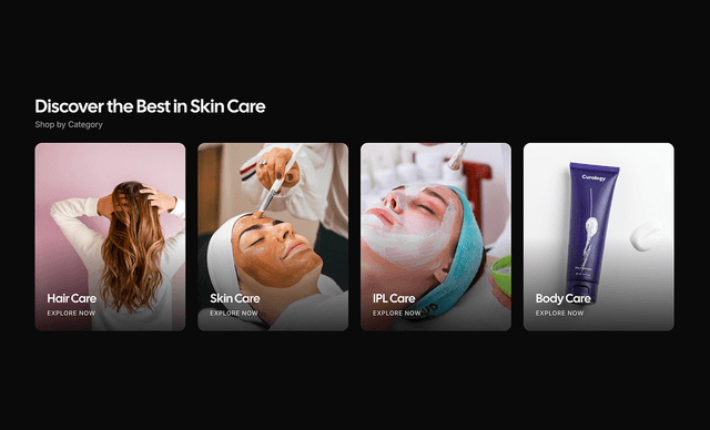shadcn ui shadcn product category sections block dark