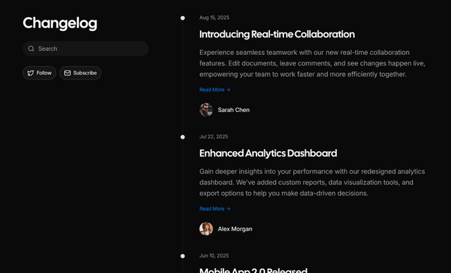 shadcn ui shadcn changelog blocks block dark
