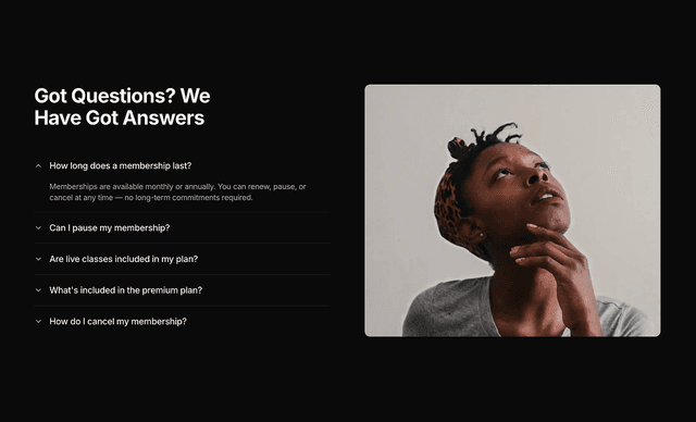 shadcn ui shadcn faq sections block dark