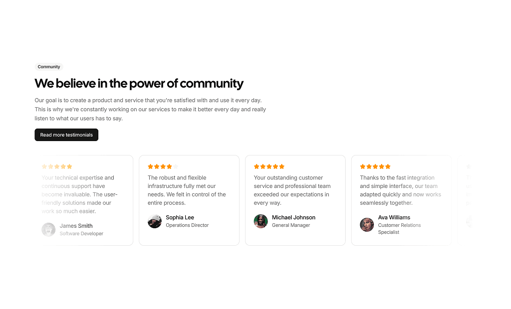 Testimonial blocks