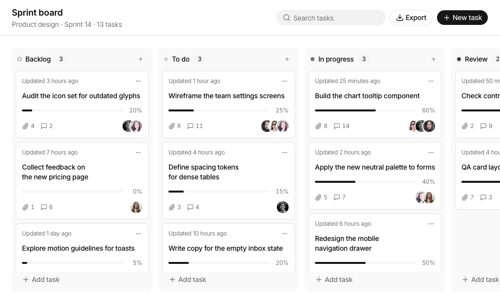 shadcn kanban board blocks