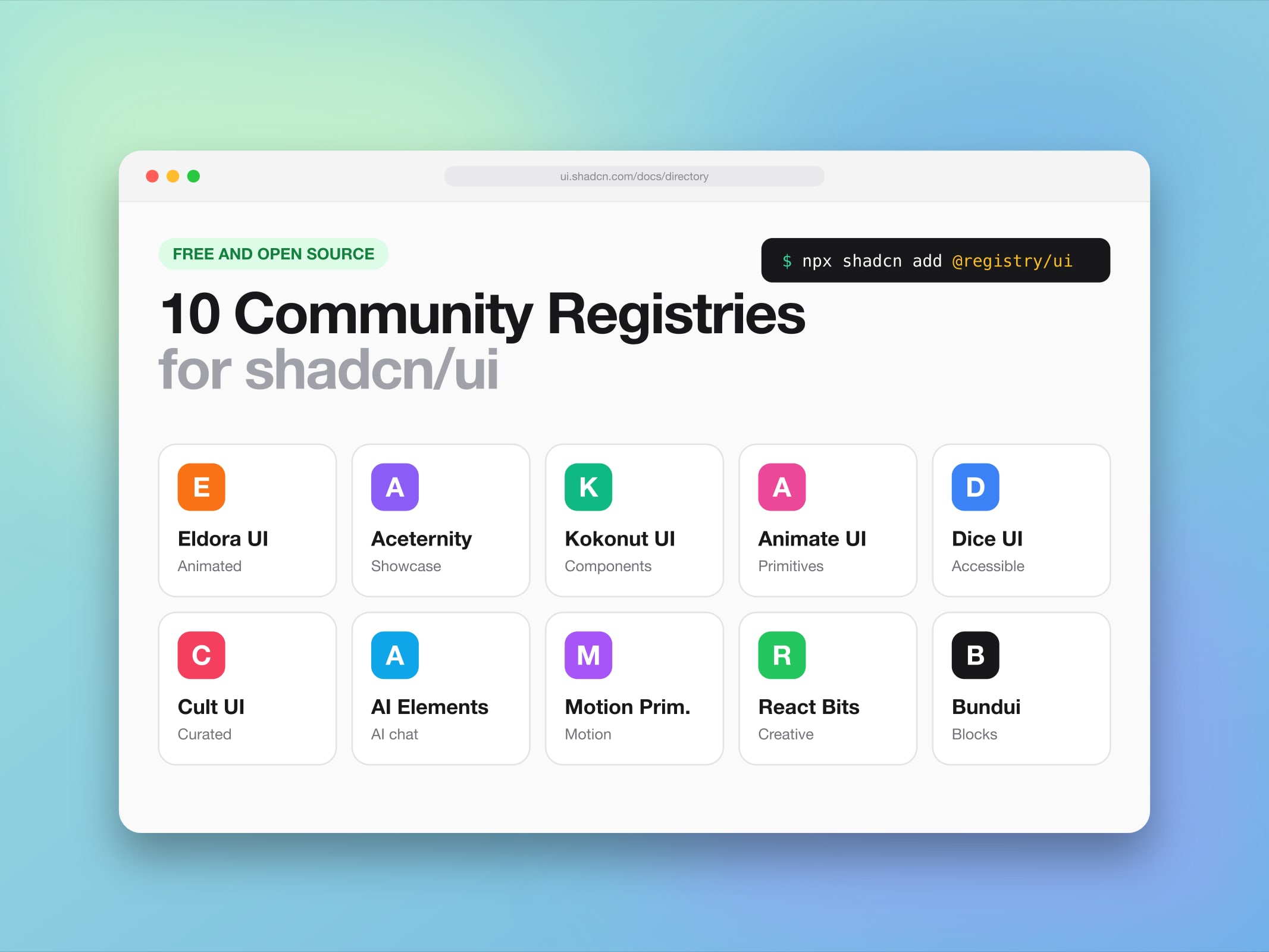 10 Free Community Registries for shadcn/ui