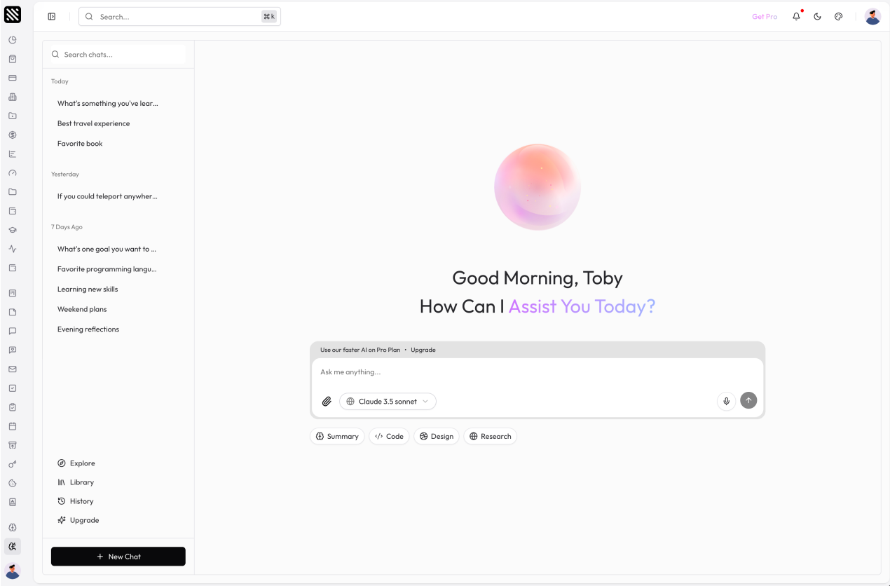 AI Chat V2 shadcn/ui admin dashboard template