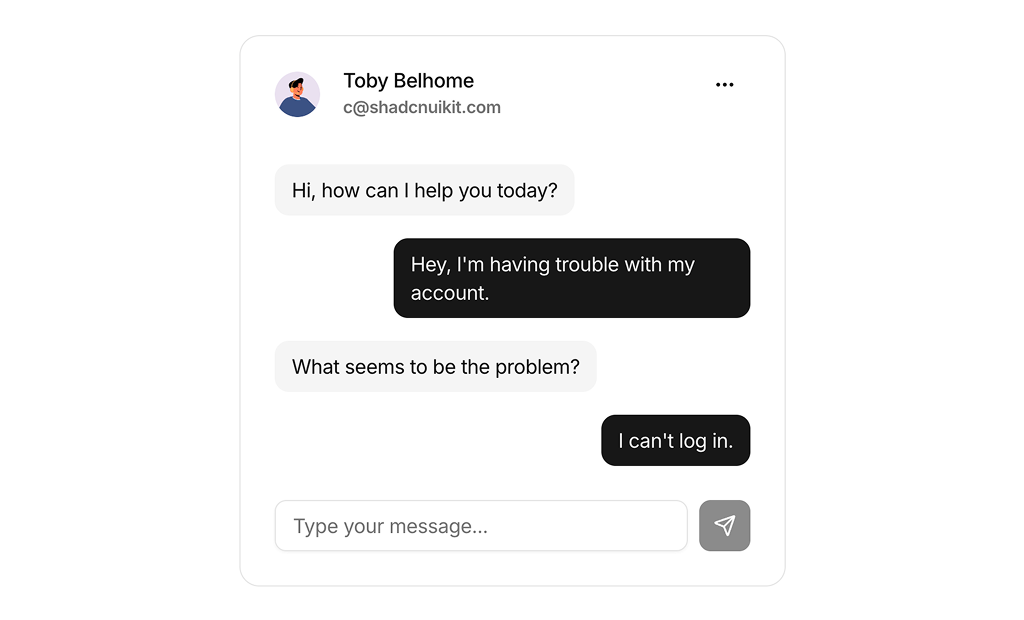 shadcn uichat bubbles example