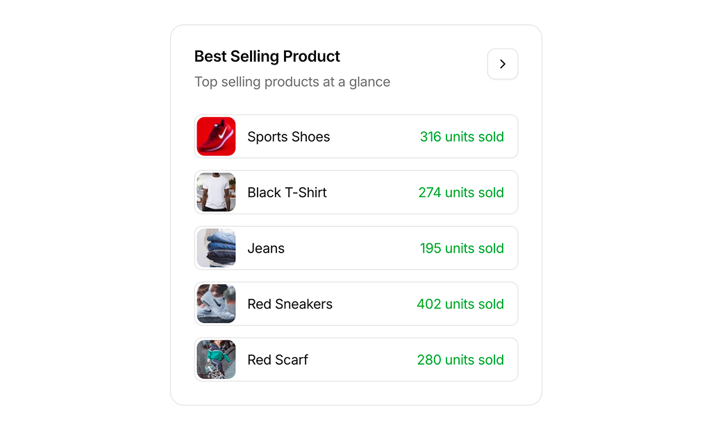 shadcn uiproduct list example