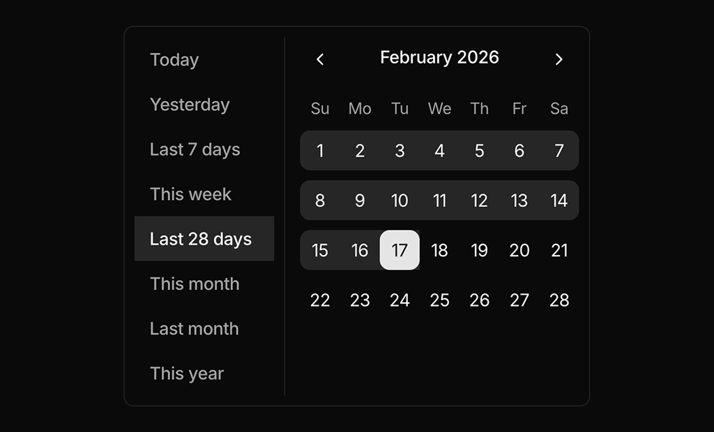 shadcn ui use cases example dark