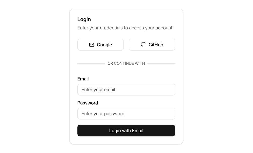 shadcn uiauthentication forms example