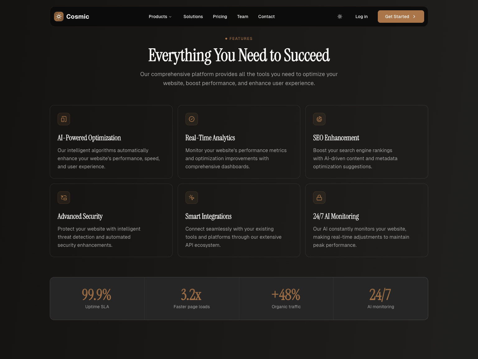 features and key stats