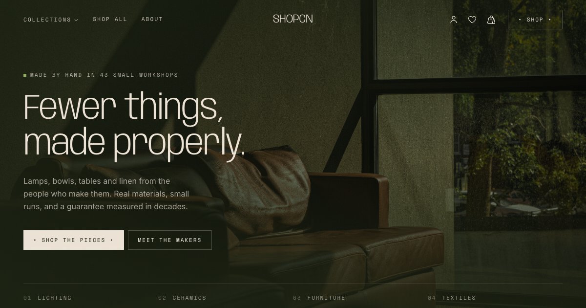 Shadcn UI Kit — Shopcn is an e-commerce template for online stores and independent brands, developed…
