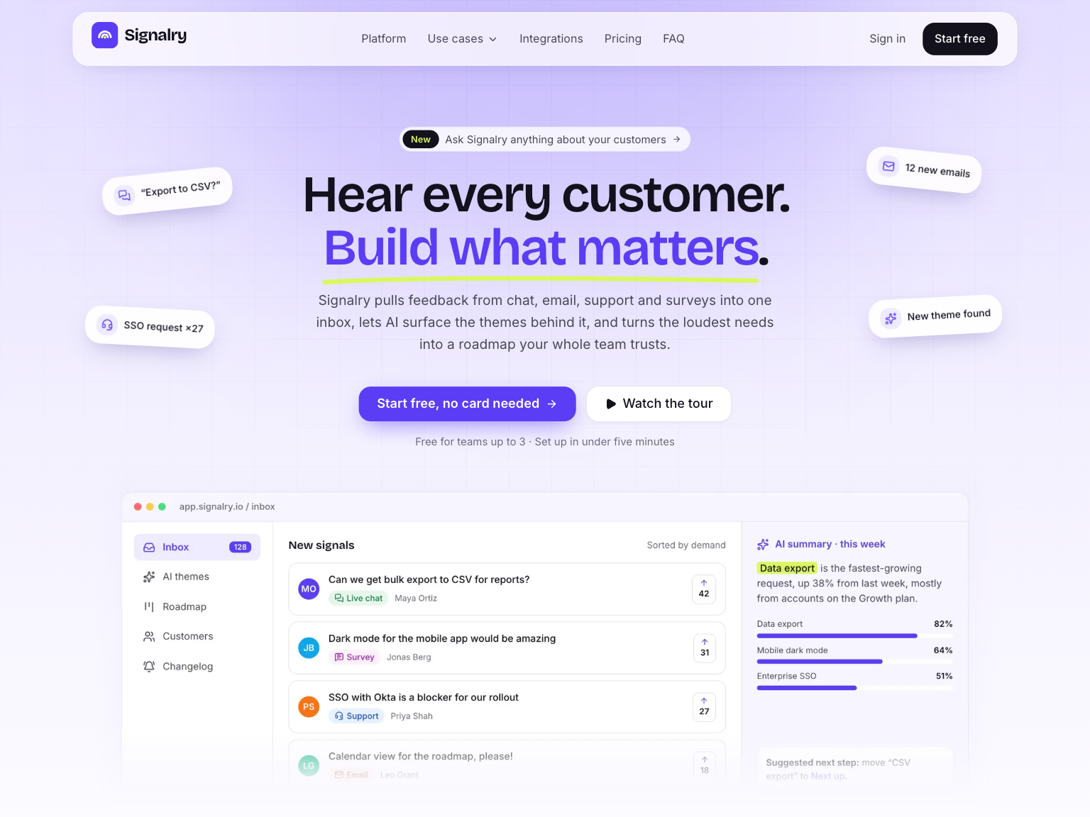 hero and product inbox